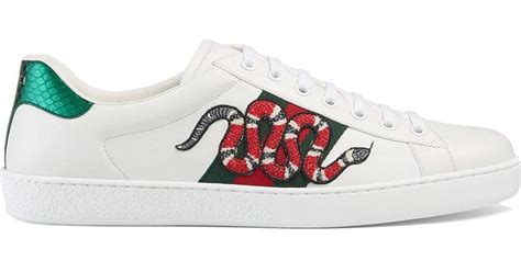 gucci white shoes with snake|gucci ace embroidered snake.